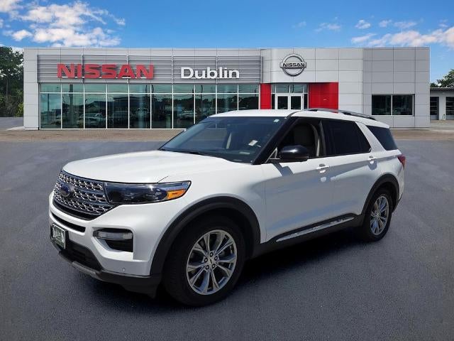 2020 Ford Explorer Limited RWD in Star White Metallic Tri-Coat — front three-quarter view