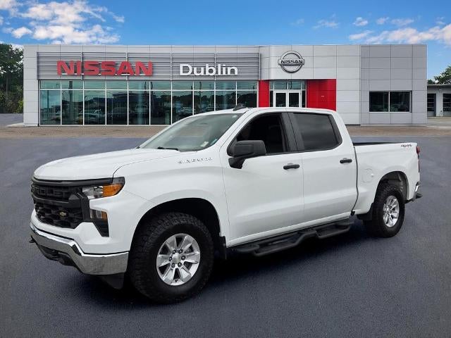 2023 Chevrolet Silverado 1500 Crew Cab Short Box 4-Wheel Drive WT in Summit White — front three-quarter view