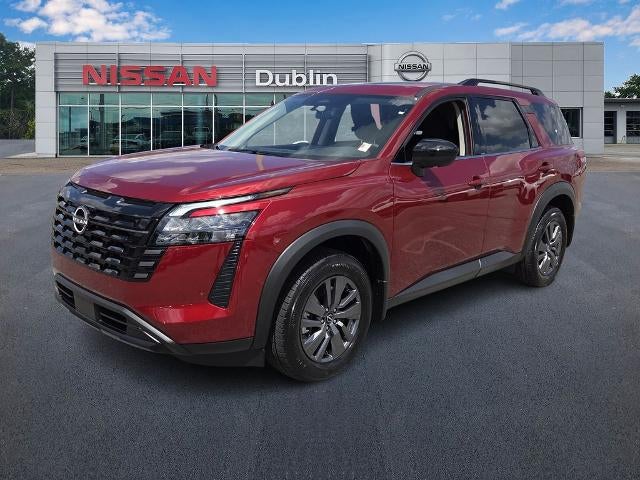 2026 Nissan Pathfinder SV in Scarlet Ember Tintcoat — front three-quarter view
