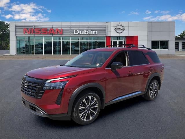 2026 Nissan Pathfinder Platinum in Scarlet Ember Tintcoat — front three-quarter view