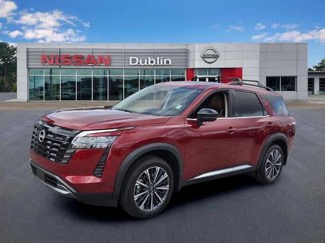 2026 Nissan Pathfinder Platinum in Scarlet Ember Tintcoat — front three-quarter view