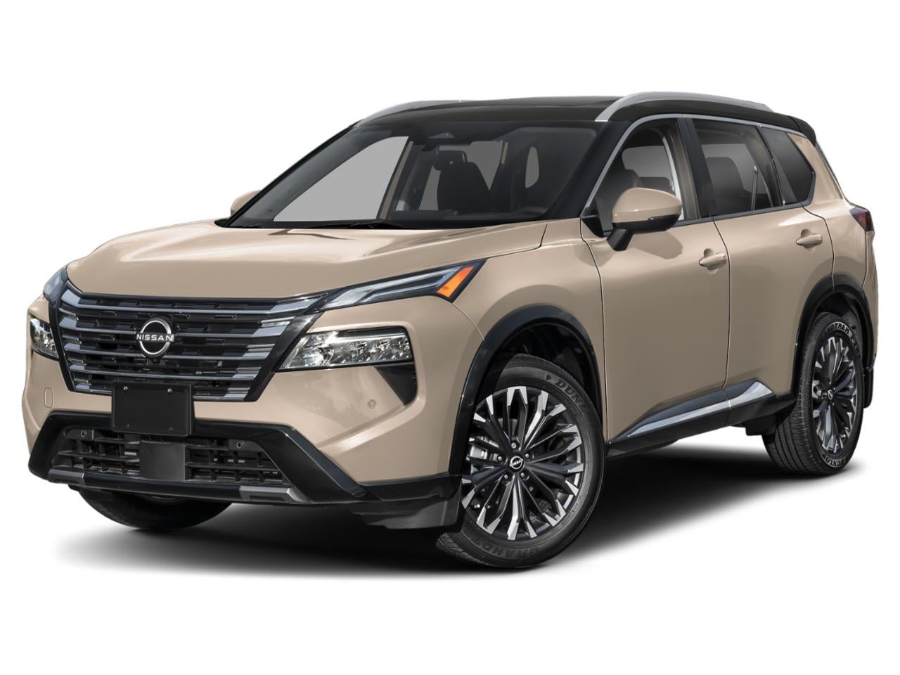 2026 Nissan Rogue Platinum in Everest White Pearl Tricoat Super Black Two Tone — front three-quarter view